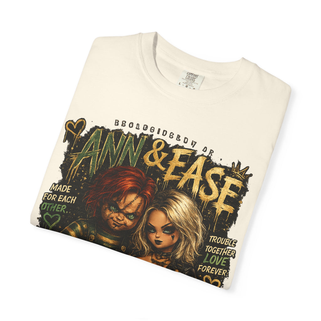 T-Shirt — "Ann & Ease: Dysfunctional But Devoted" Horror Couple Graphic Tee