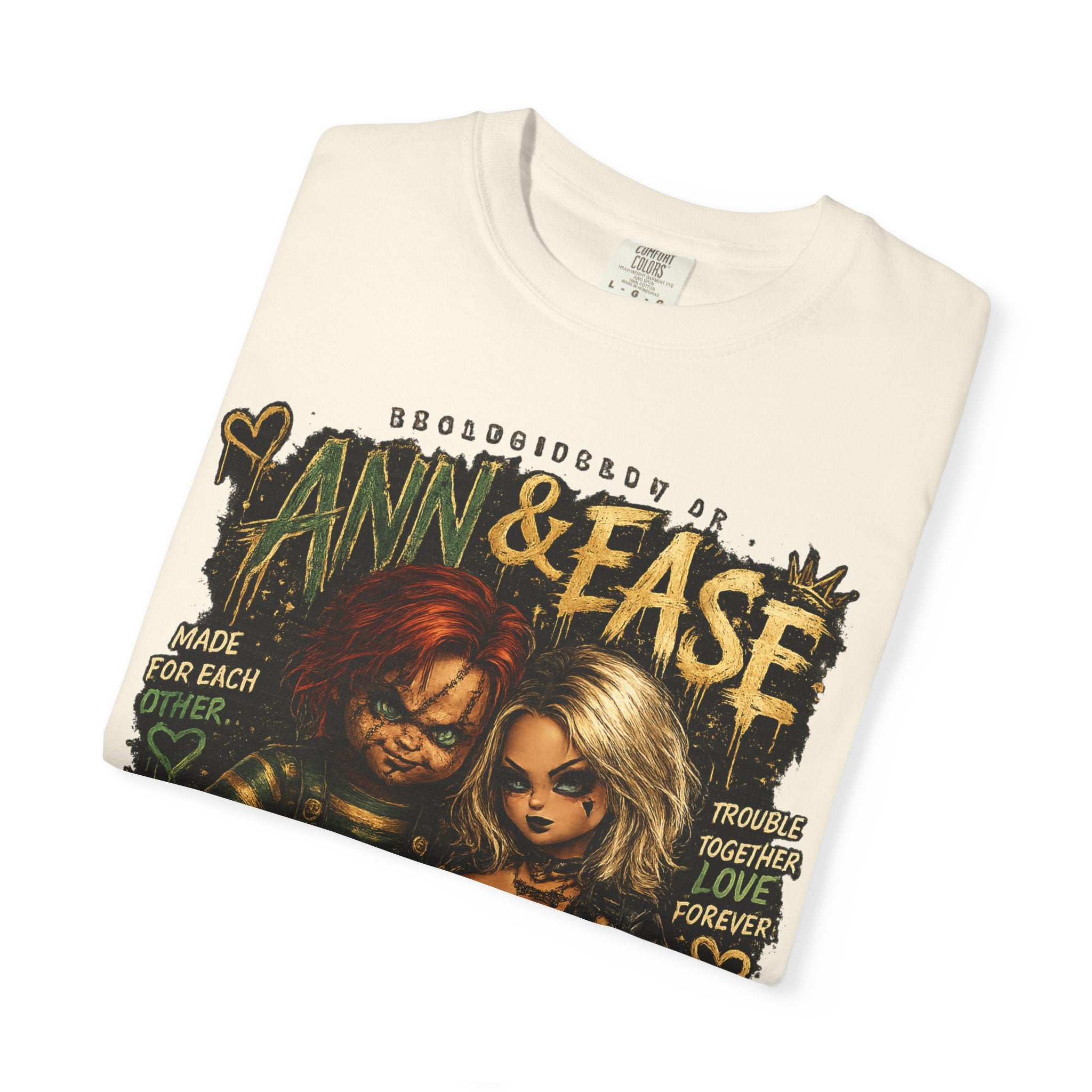 T-Shirt — "Ann & Ease: Dysfunctional But Devoted" Horror Couple Graphic Tee