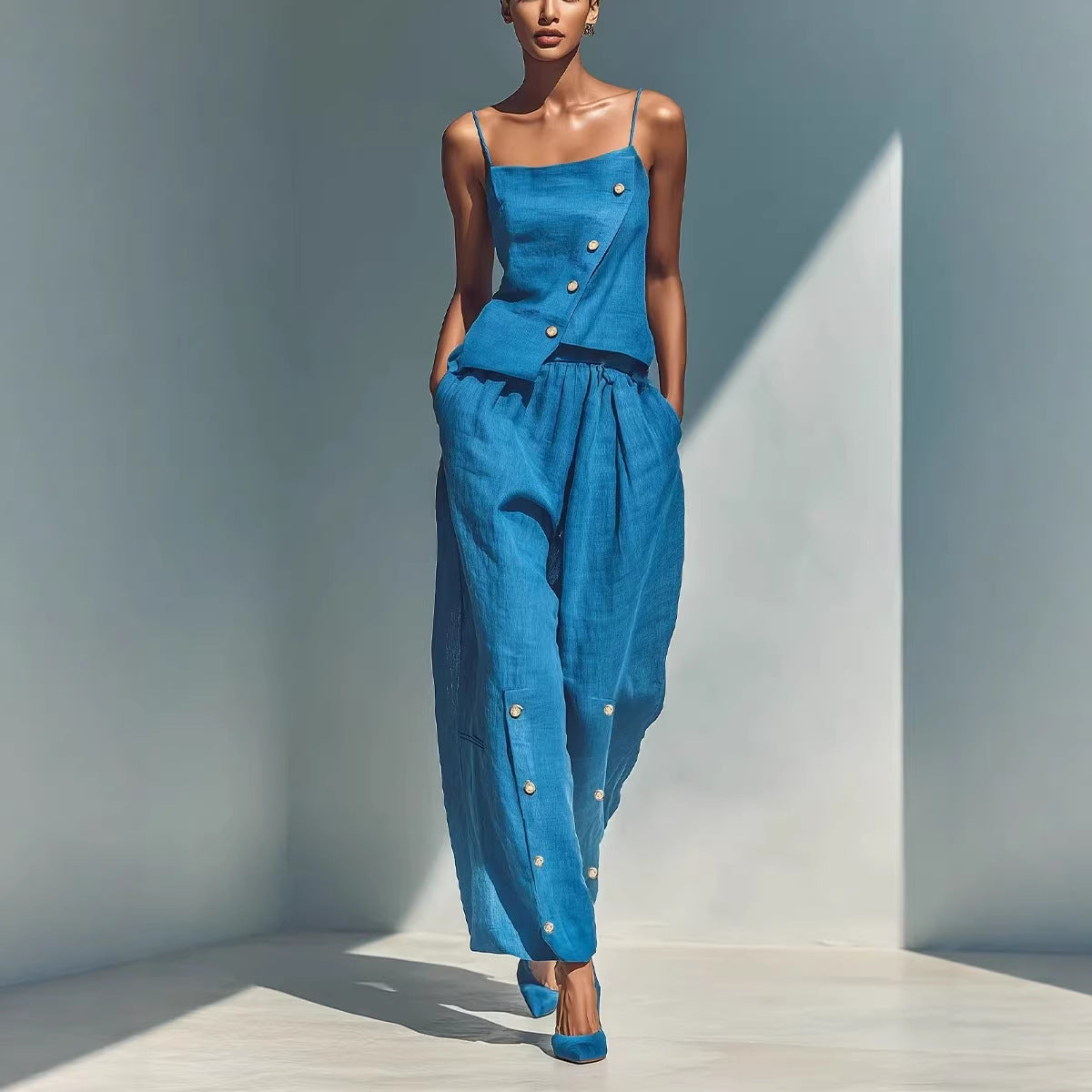 Women's Gold-Buckle Camisole & Pants Two-Piece Set