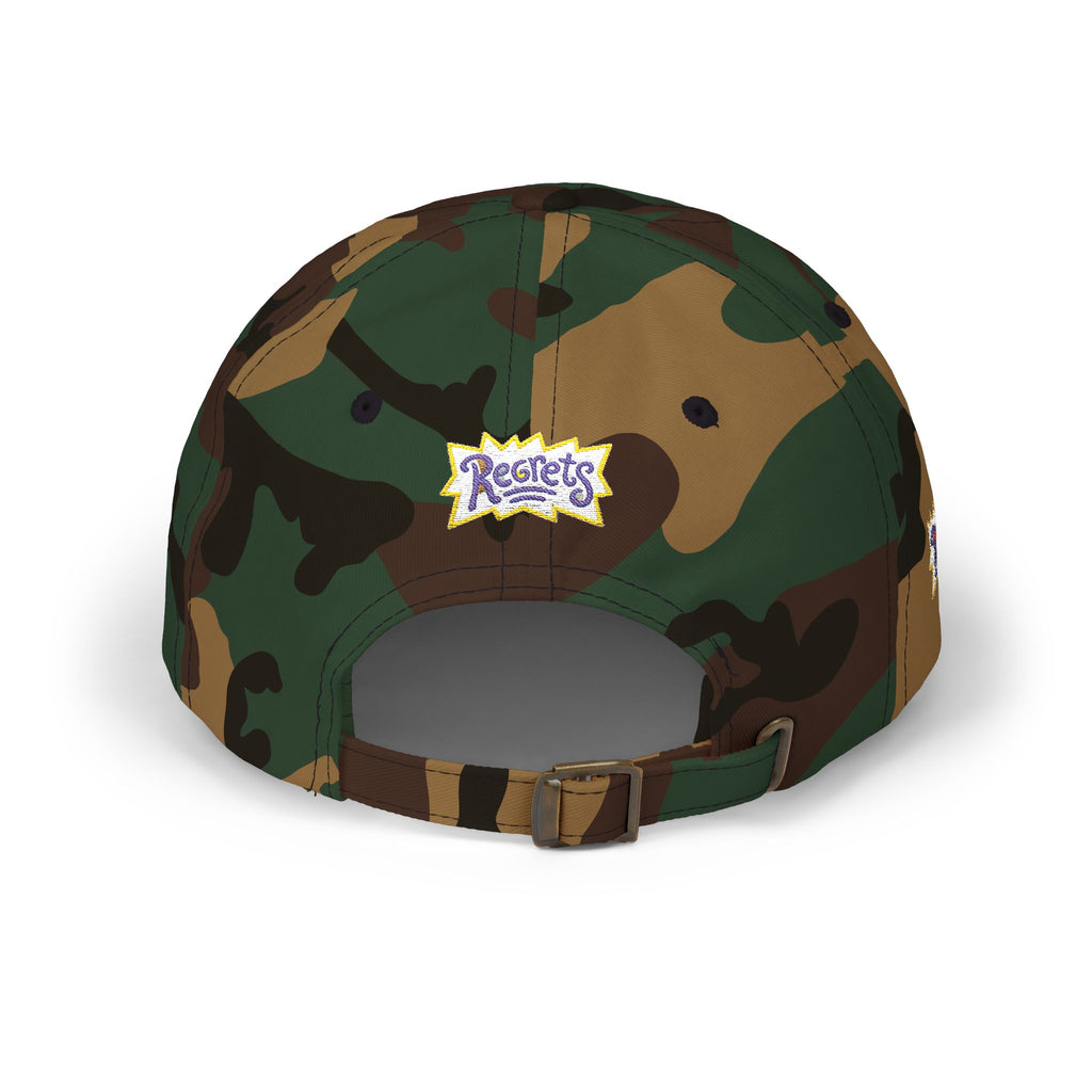 Regrets Embroidered Dad Cap - Retro Funky White Baseball Hat
