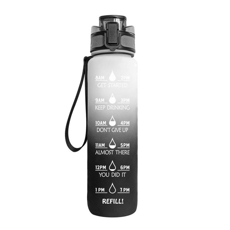 Botella de agua Tritan de 1L con marcador de tiempo, tapa rebotante, botella motivacional, taza a prueba de fugas para ciclismo, botellas para deportes y fitness.