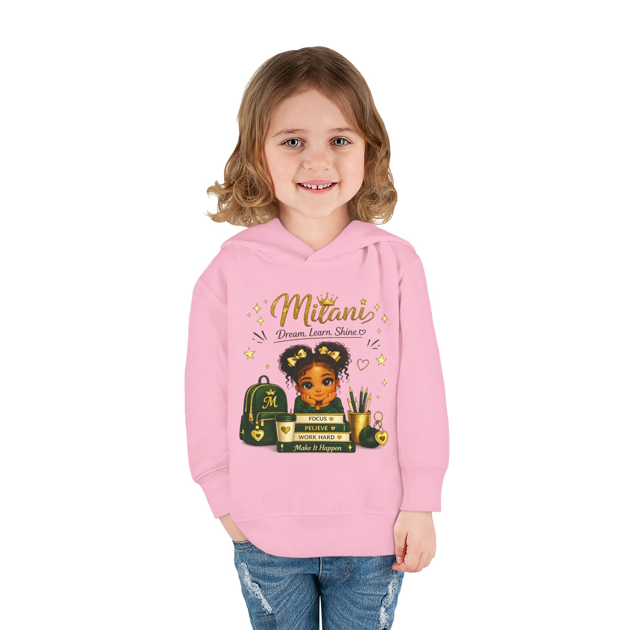Toddler Hoodie — "Little Girl with Big Dreams" Personalized Motivational Pullover