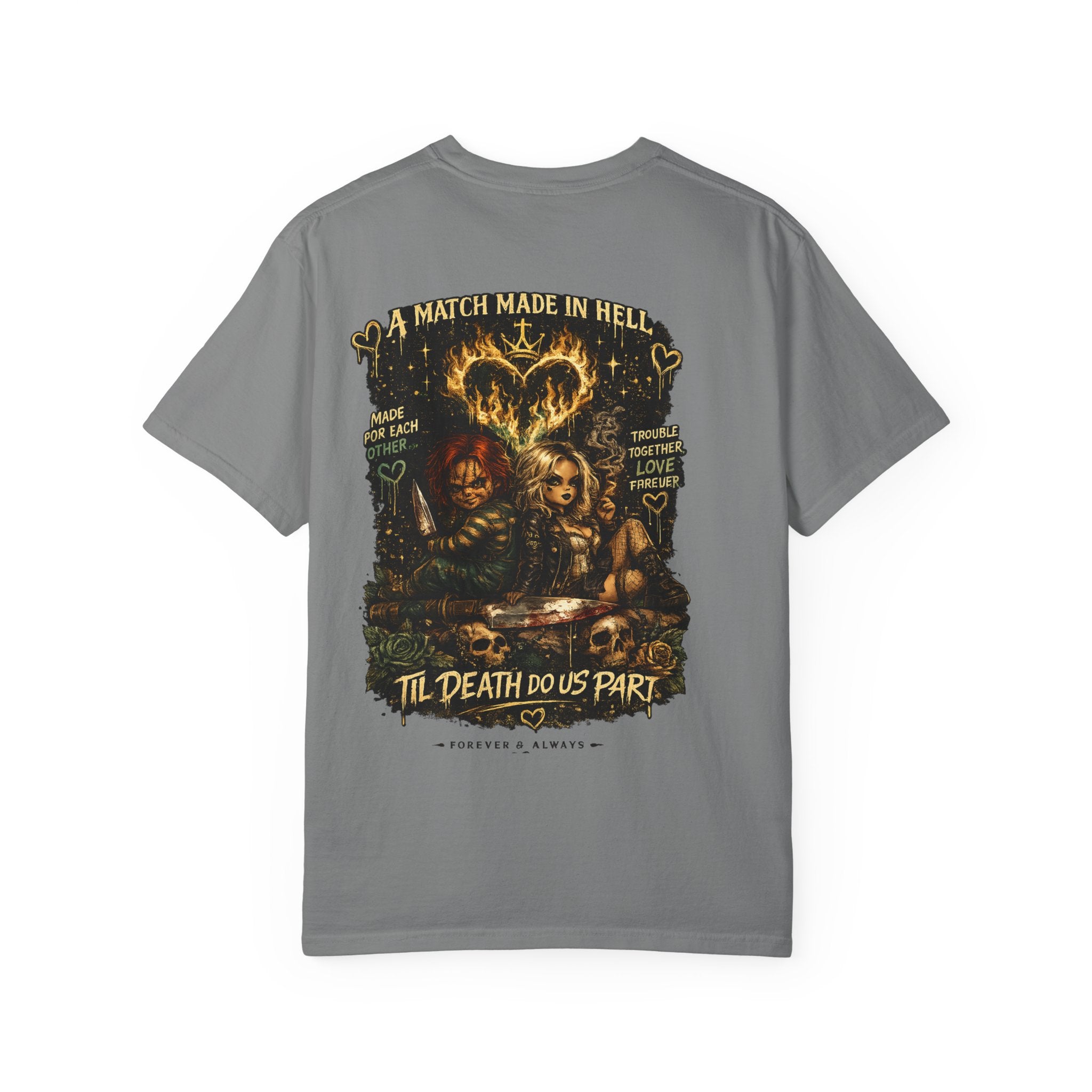 T-Shirt — "Ann & Ease: Dysfunctional But Devoted" Horror Couple Graphic Tee