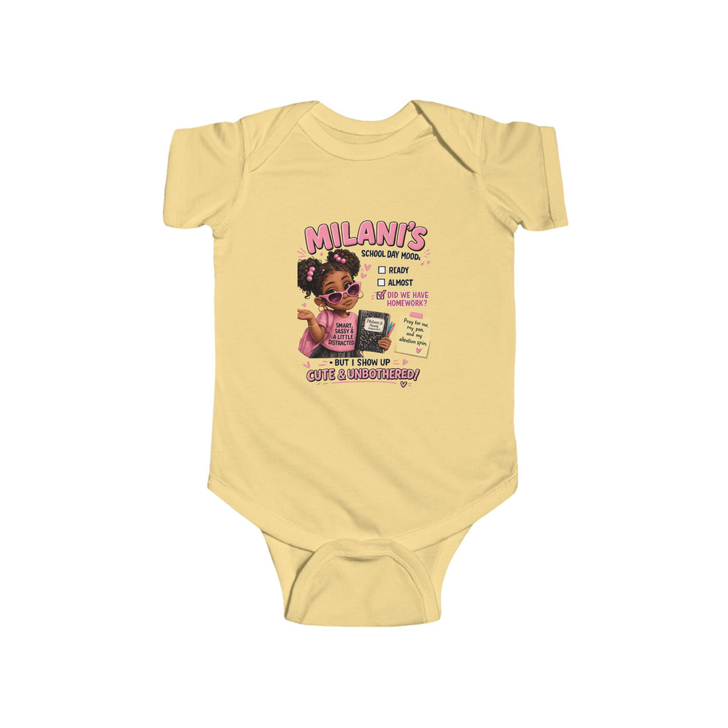 Personalized "Milani's School Days" Infant Bodysuit – Cute Back-to-School Baby Onesie