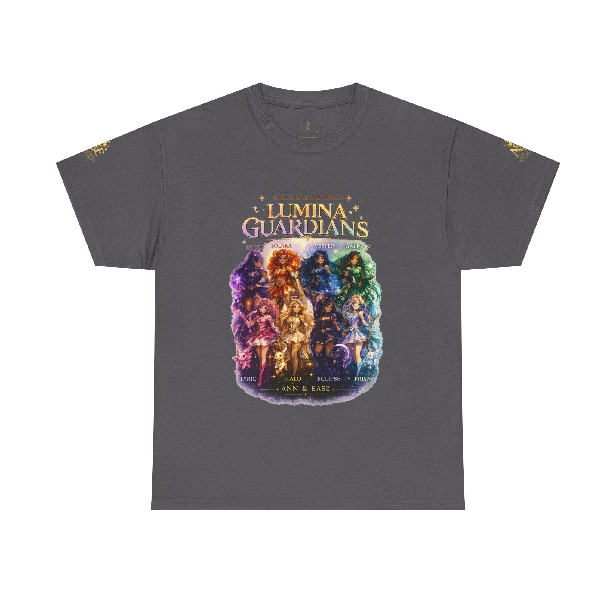 Lumina Guardians Graphic Tee — Colorful Fantasy Character Poster T‑Shirt