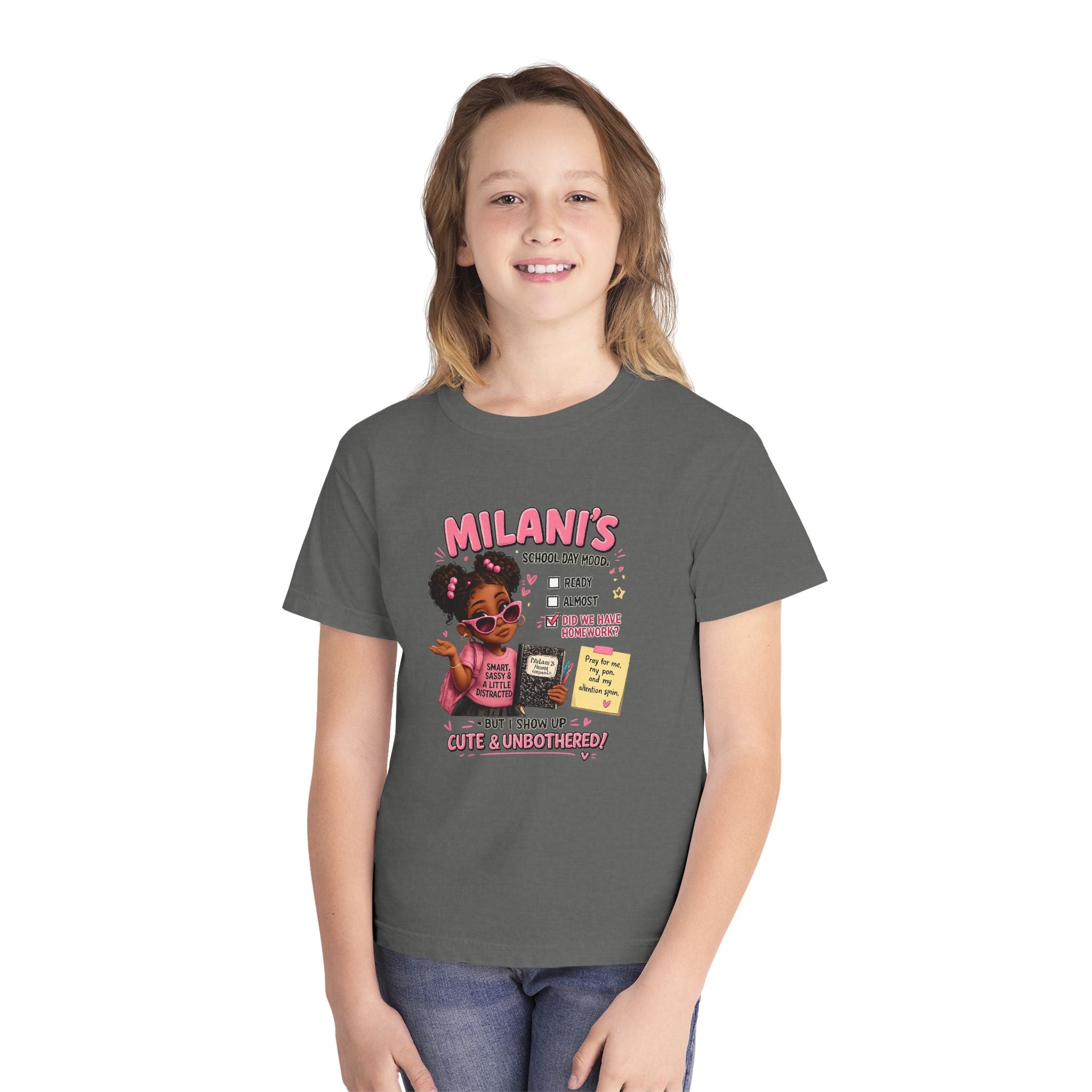 Youth Tee — "Milani's School Days: Cute, Sassy & Smart"