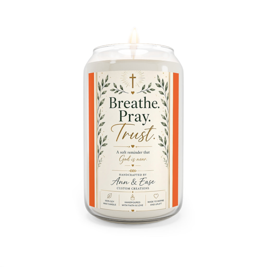 Breathe Pray Trust Soy Candle — 13.75 oz Scented Inspirational Jar Candle