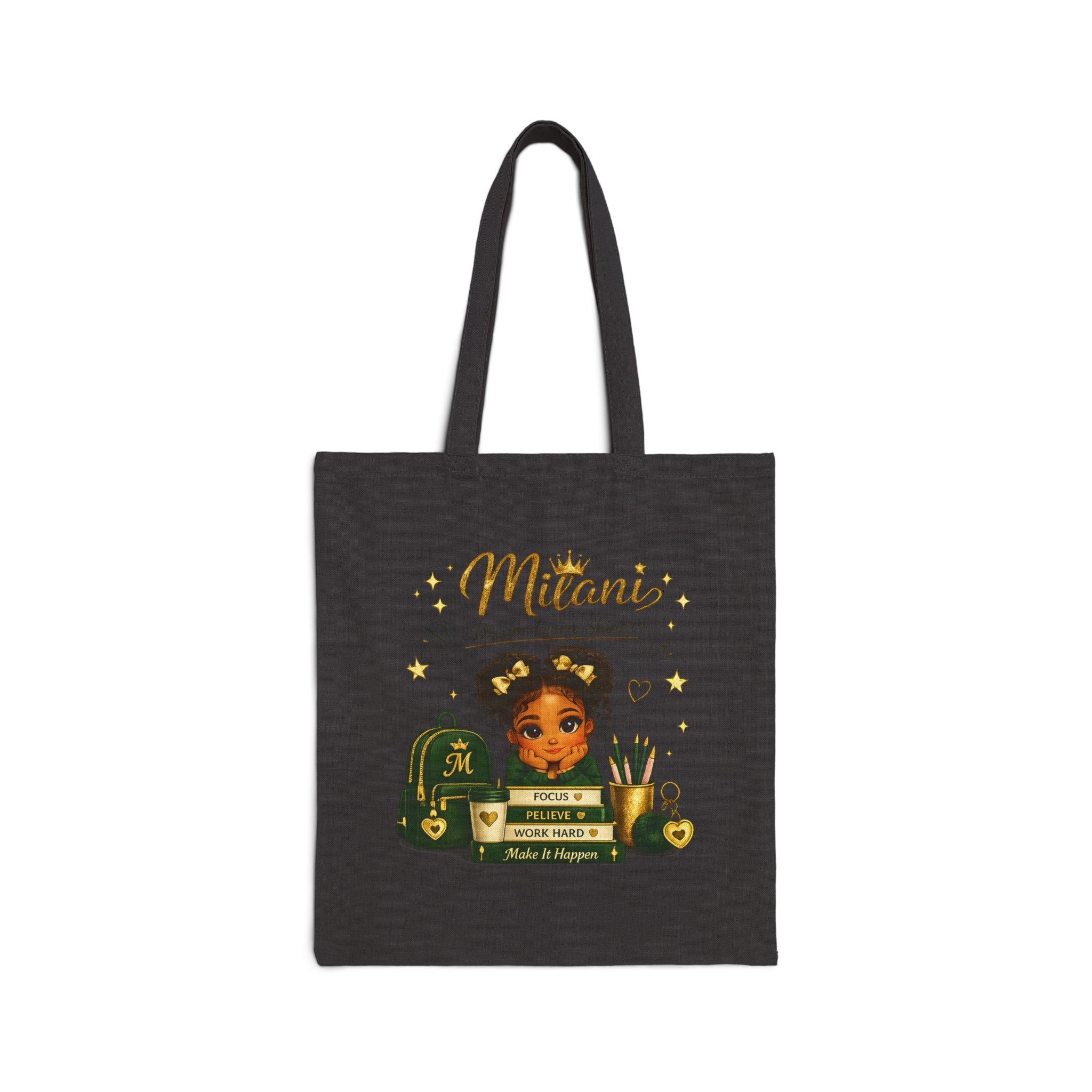Tote Bag — "Little Girl With Big Dreams" Canvas Tote (Custom Name Mitani)