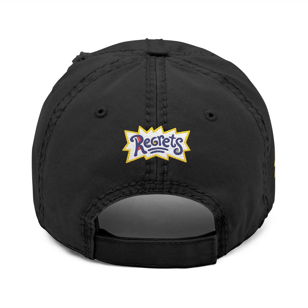 Distressed Embroidered 'Regrets' Dad Hat - Vintage Streetwear Cap