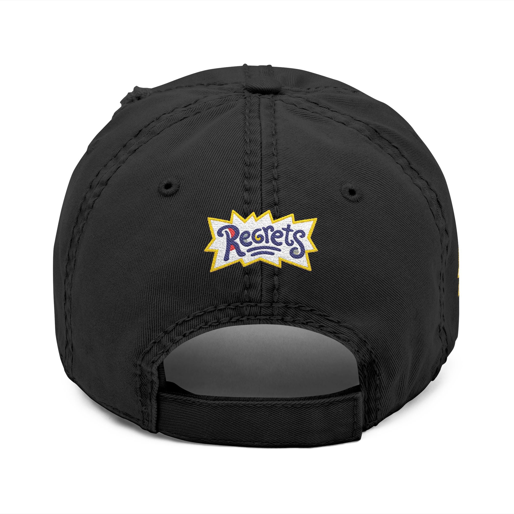 Distressed Embroidered 'Regrets' Dad Hat - Vintage Streetwear Cap