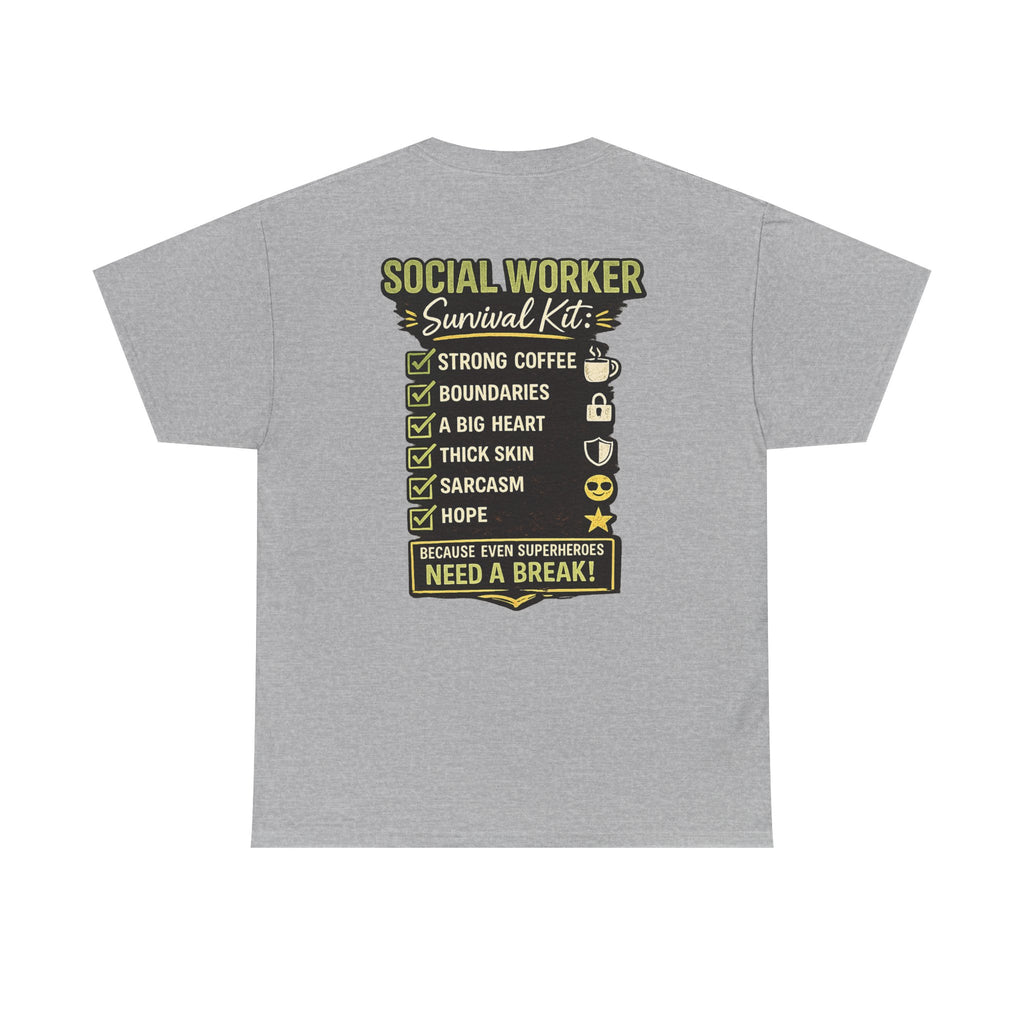Social Worker T-Shirt – 'Social Worker: Part Detective, Part Therapist' Graphic Tee (Survival Kit Back)