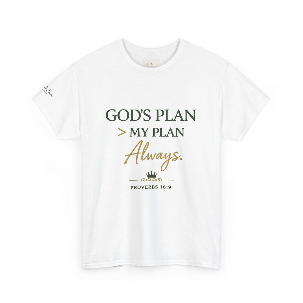 Faith Graphic Tee — “God’s Plan > My Plan Always” Inspirational Christian T-Shirt