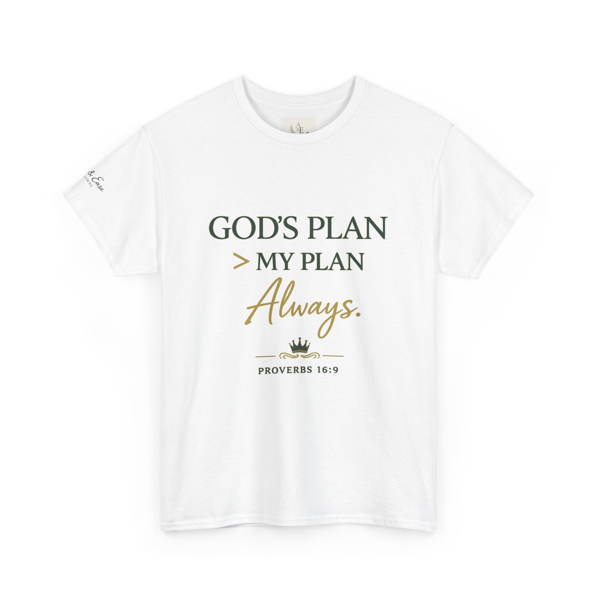 Faith Graphic Tee — “God’s Plan > My Plan Always” Inspirational Christian T-Shirt