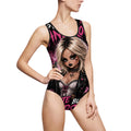 Gothic Pink Punk Women's One-Piece Swimsuit – "Sweet on the Outside, Wicked on the Inside"