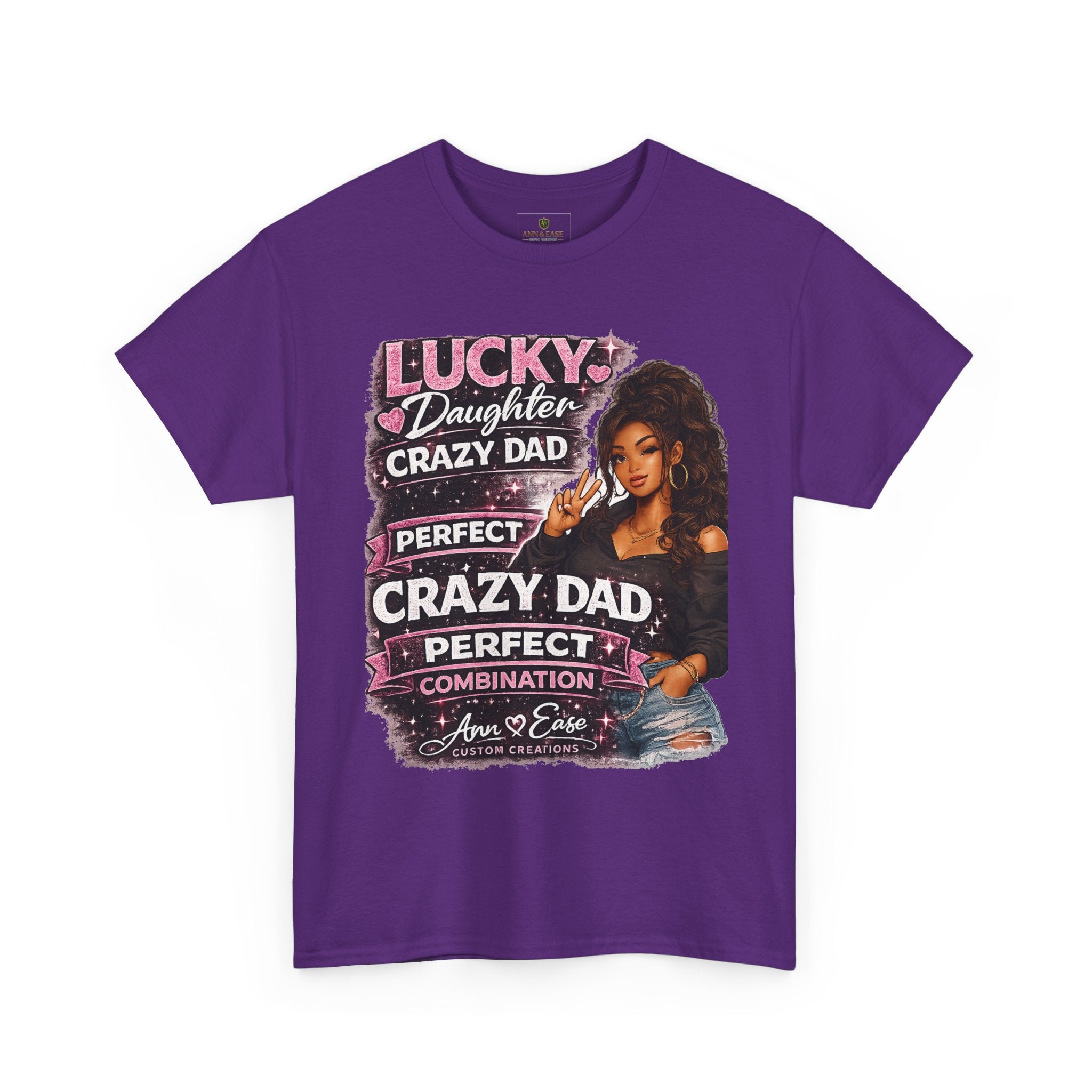 T-Shirt — "Lucky Daughter, Crazy Dad" Protective Dad Graphic Tee
