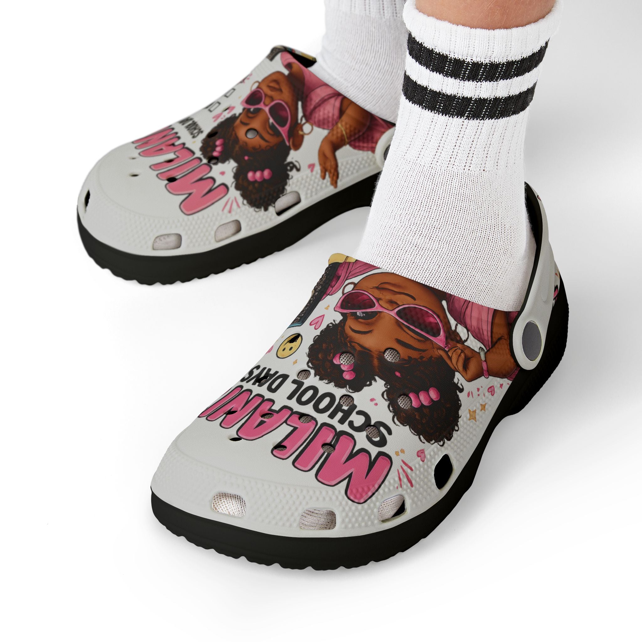 Personalized Kids Clogs — “Milani’s School Days” EVA Foam Slip-Ons