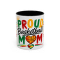 Proud Basketball Mom Accent Coffee Mug – Colorful Heart & Basketball Design (11/15oz)