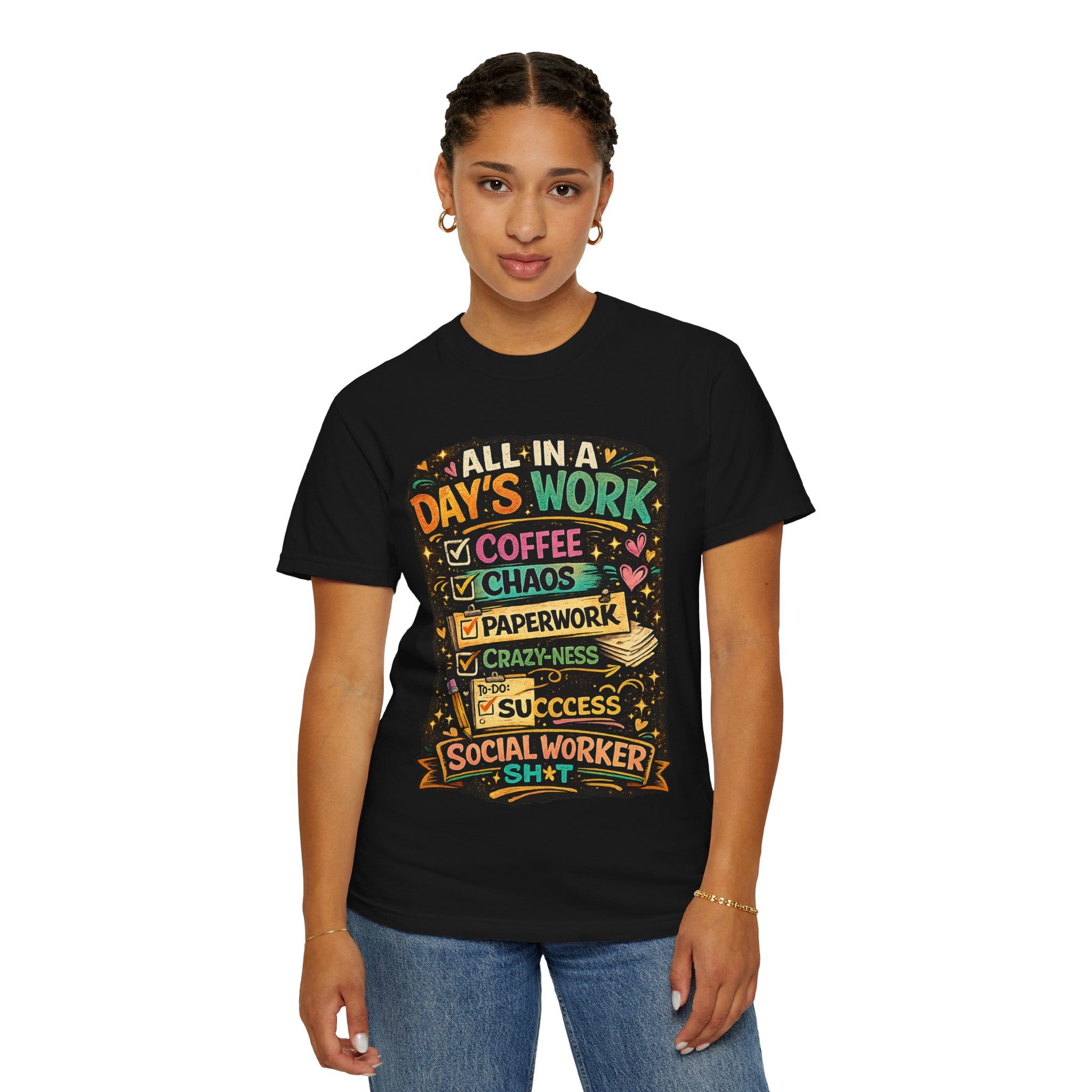 Social Worker T-Shirt — "All In a Day's Work" Checklist Tee