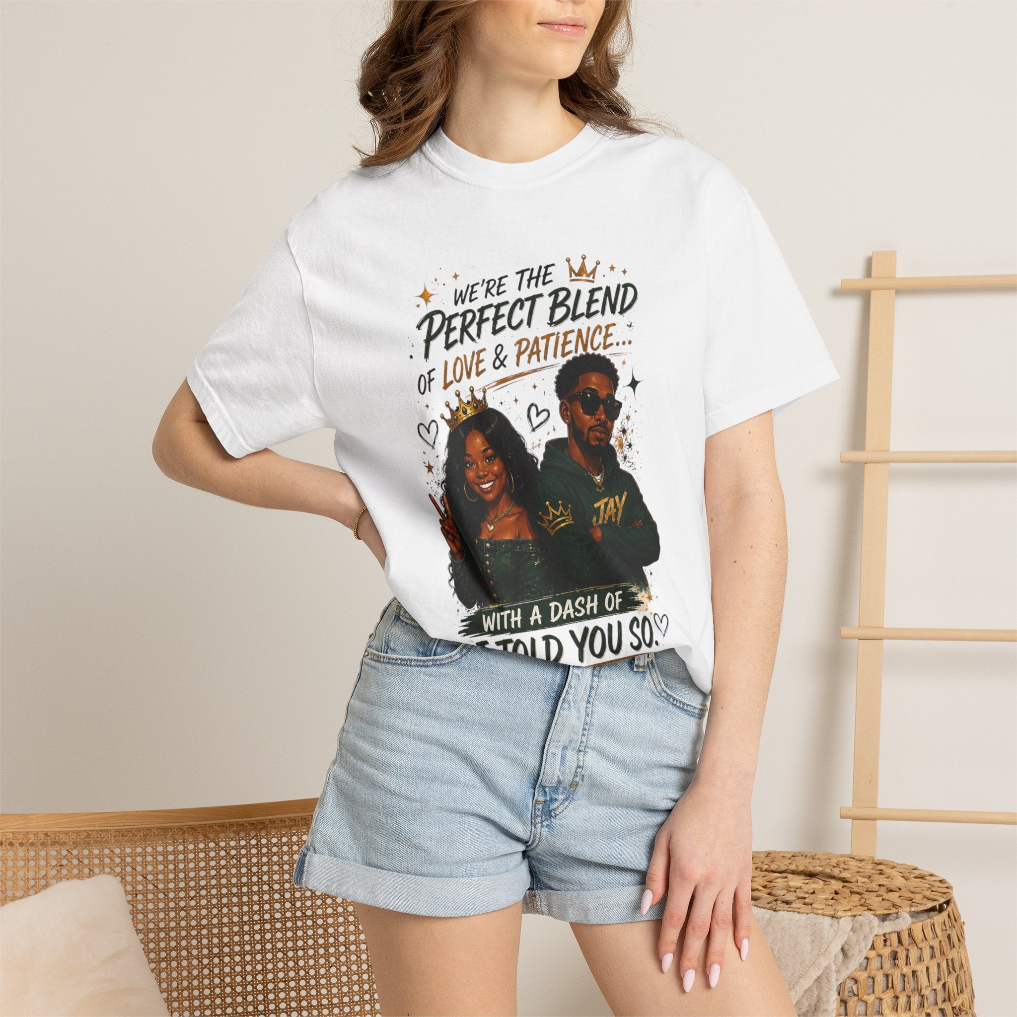 Couples T-Shirt — "Perfect Blend of Love & Patience" Graphic Tee