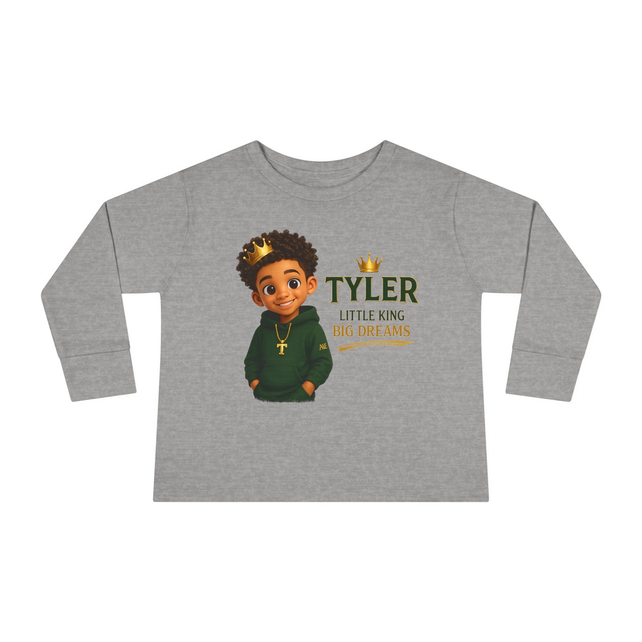 Toddler Tee — "Tyler" Little King Graphic Long Sleeve (Built on Faith, Fueled by Dreams)