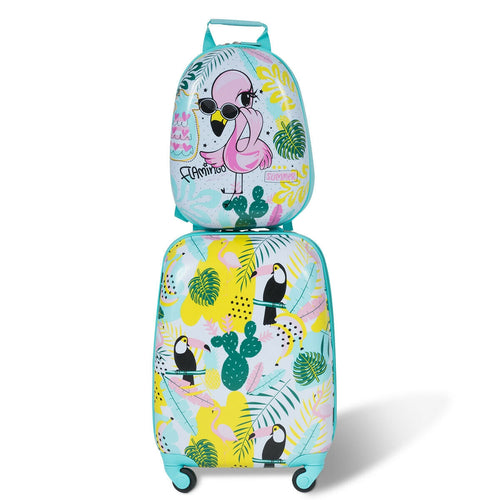Juego de 2 piezas de equipaje infantil: Mochila de 12 pulgadas y Maleta con ruedas de 16 pulgadas para viaje