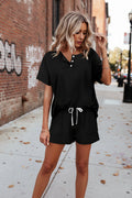 Solid Color Short Sleeve T-Shirt & Shorts Two-Piece Set | 5 Colors