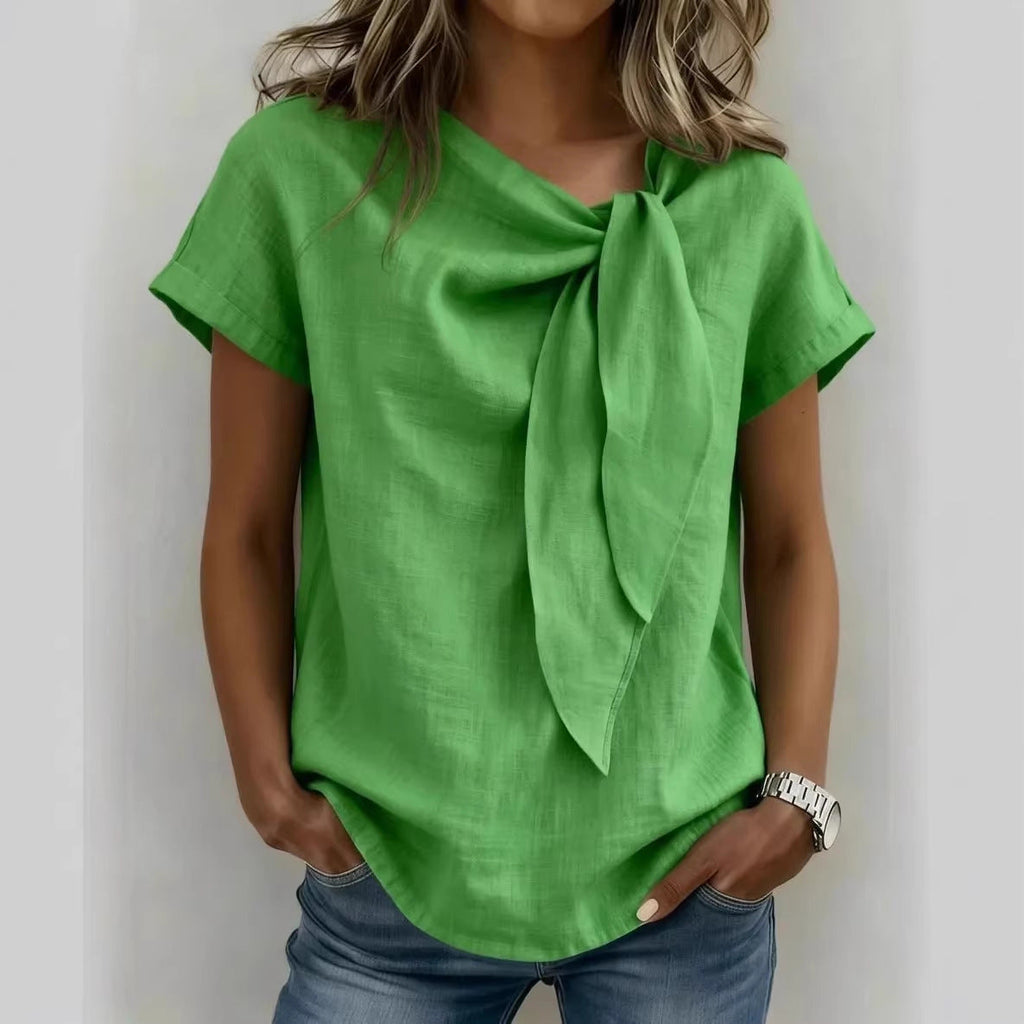 Women's Loose-Fit Short Sleeve Casual Pullover T-Shirt