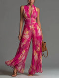 Pleated Wide-Leg Jumpsuit for Women – Sleeveless High-Waist Minimalist Long Jumpsuit