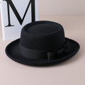 Vintage Bow British Retro Flat Top Hat for Women