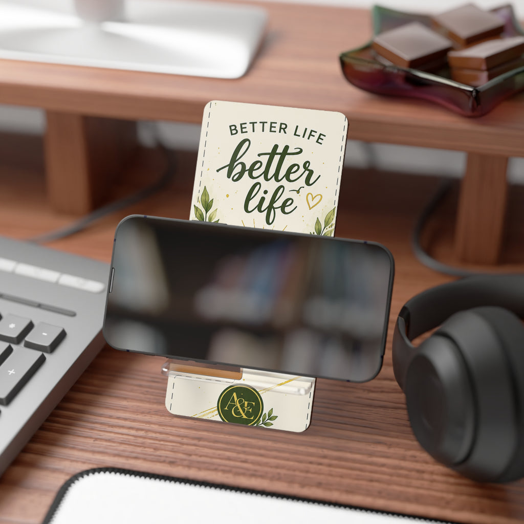Phone Stand — "Better Life" Sunrise Foldable Mobile Display Stand