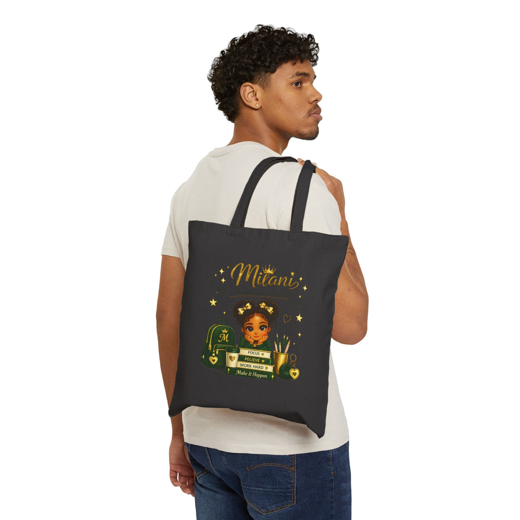 Tote Bag — "Little Girl With Big Dreams" Canvas Tote (Custom Name Mitani)