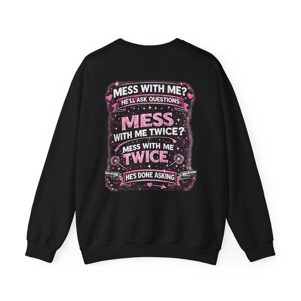 Crewneck Sweatshirt — "Lucky Daughter, Crazy Dad" Pink Graphic Father-Daughter Pullover