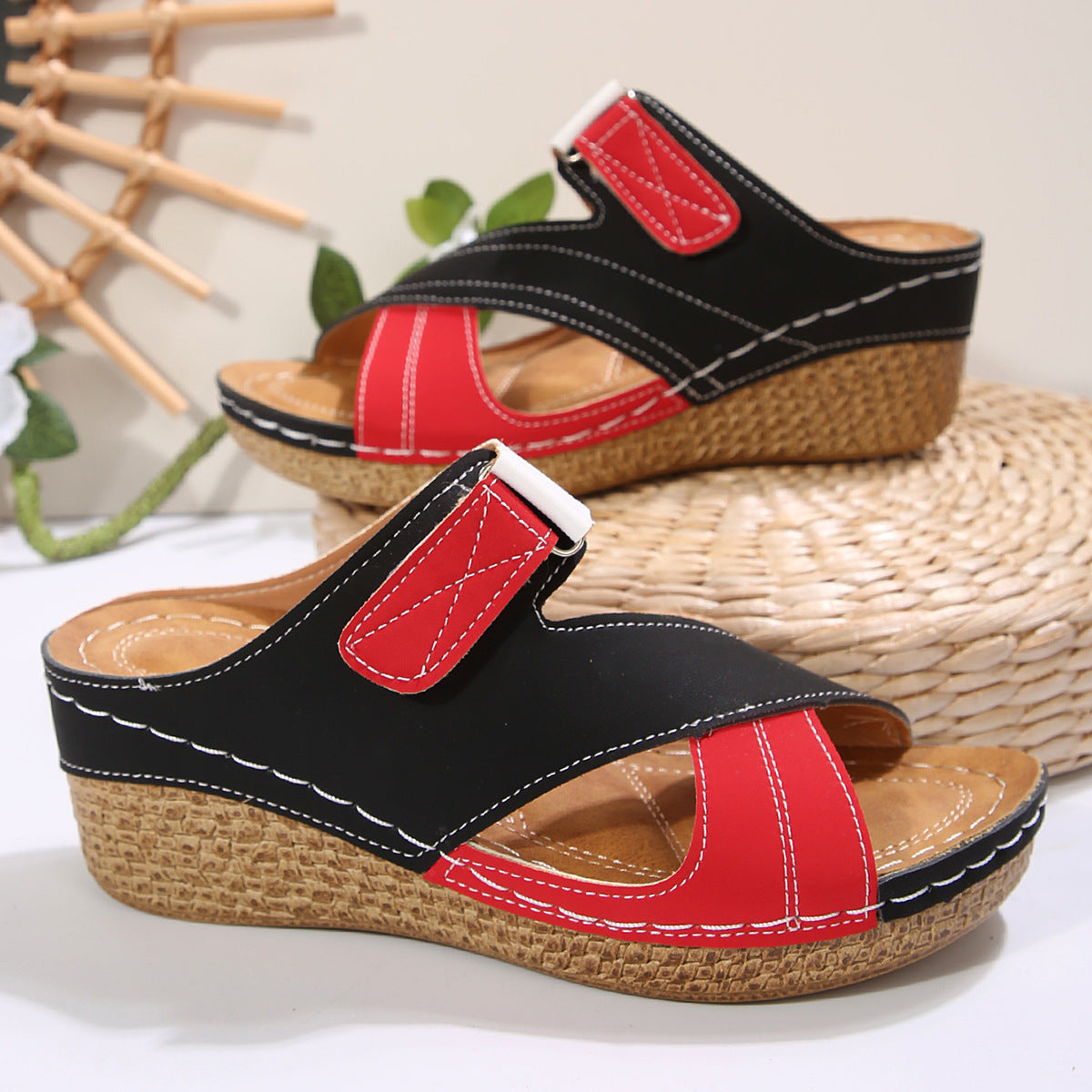 Pantuflas sin talón de punta redonda para mujer
