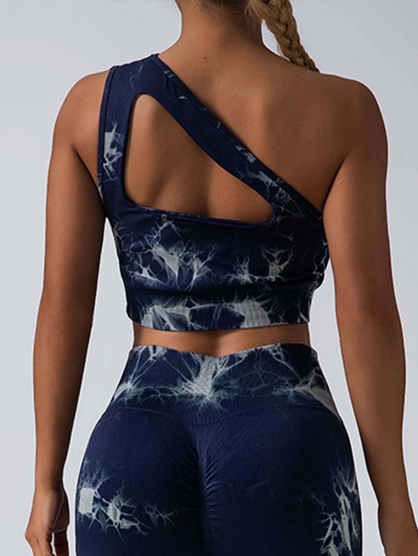 Seamless One-Shoulder Bra & Scrunch Leggings Set - High Waisted Yoga Pants