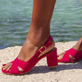 Women's Chunky Heel Open Toe Buckle Sandals | Elegant Roman-Style High Heel Sandals