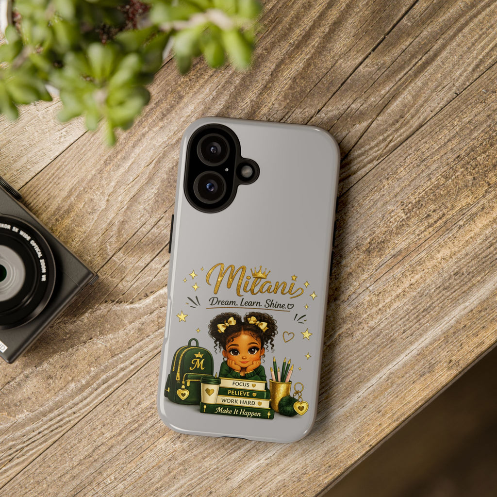 Personalized 'Dream, Learn, Shine' Tough Phone Case — Custom Name Girl Graduate Design