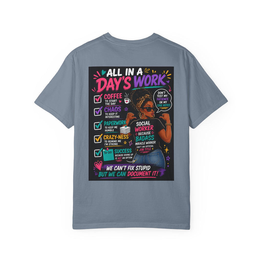 Social Worker T-Shirt — "All In a Day's Work" Checklist Tee