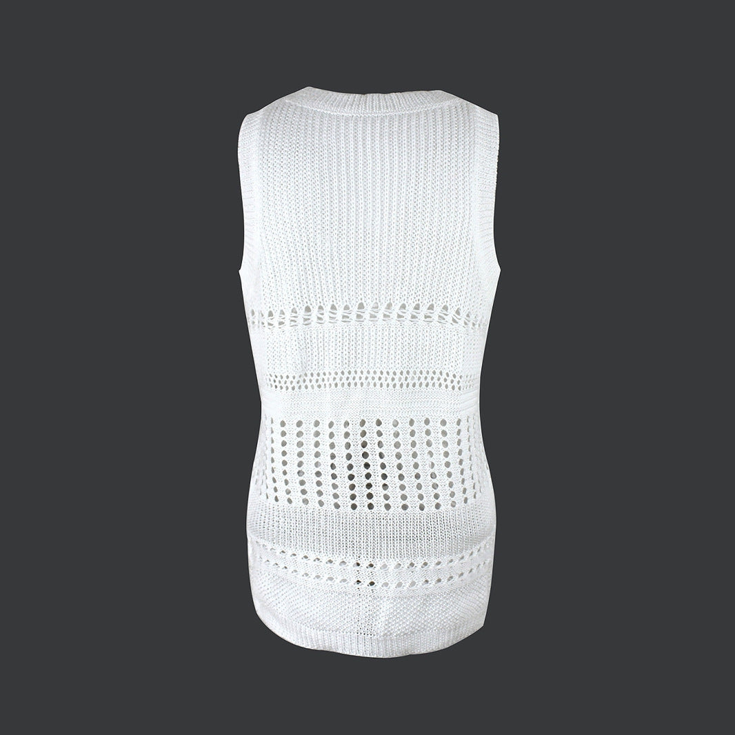 Women’s Solid Color Thin White Pullover Vest