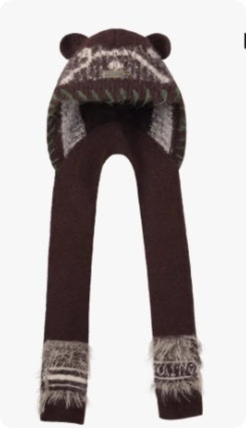 Women’s Cute Bear Ear Knitted Hat – Warm Ear-Covering Winter Beanie