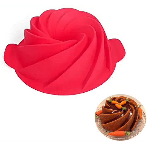 2 unidades de molde de silicona para Bundt Cake, grande en forma de espiral, de 10 pulgadas, molde para hornear pan, herramientas de horneado, molde para pasteles con forma de ciclón, herramienta para hornear