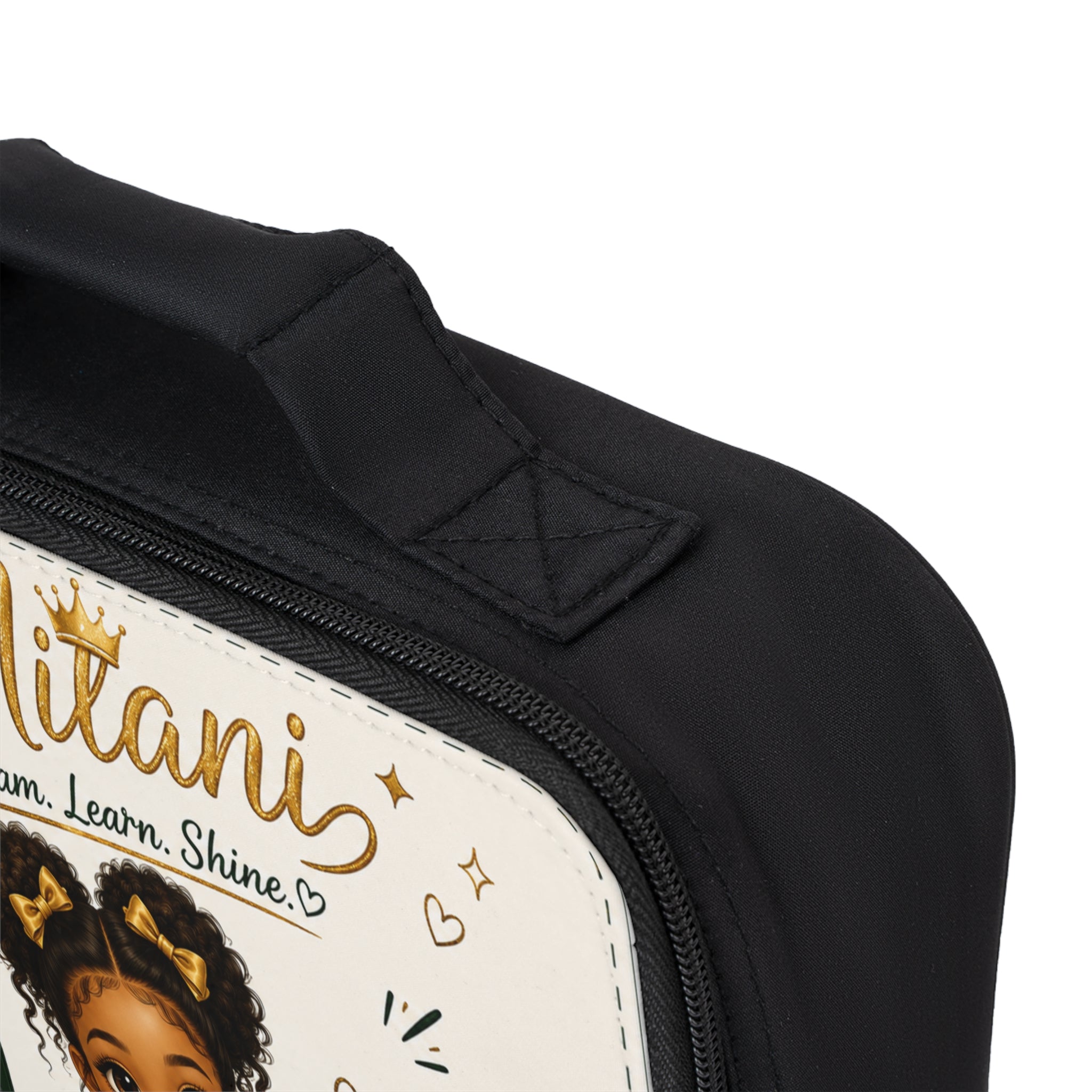Personalized Kids Lunch Bag — "Dream. Learn. Shine." School Lunchbox with Girl Illustration