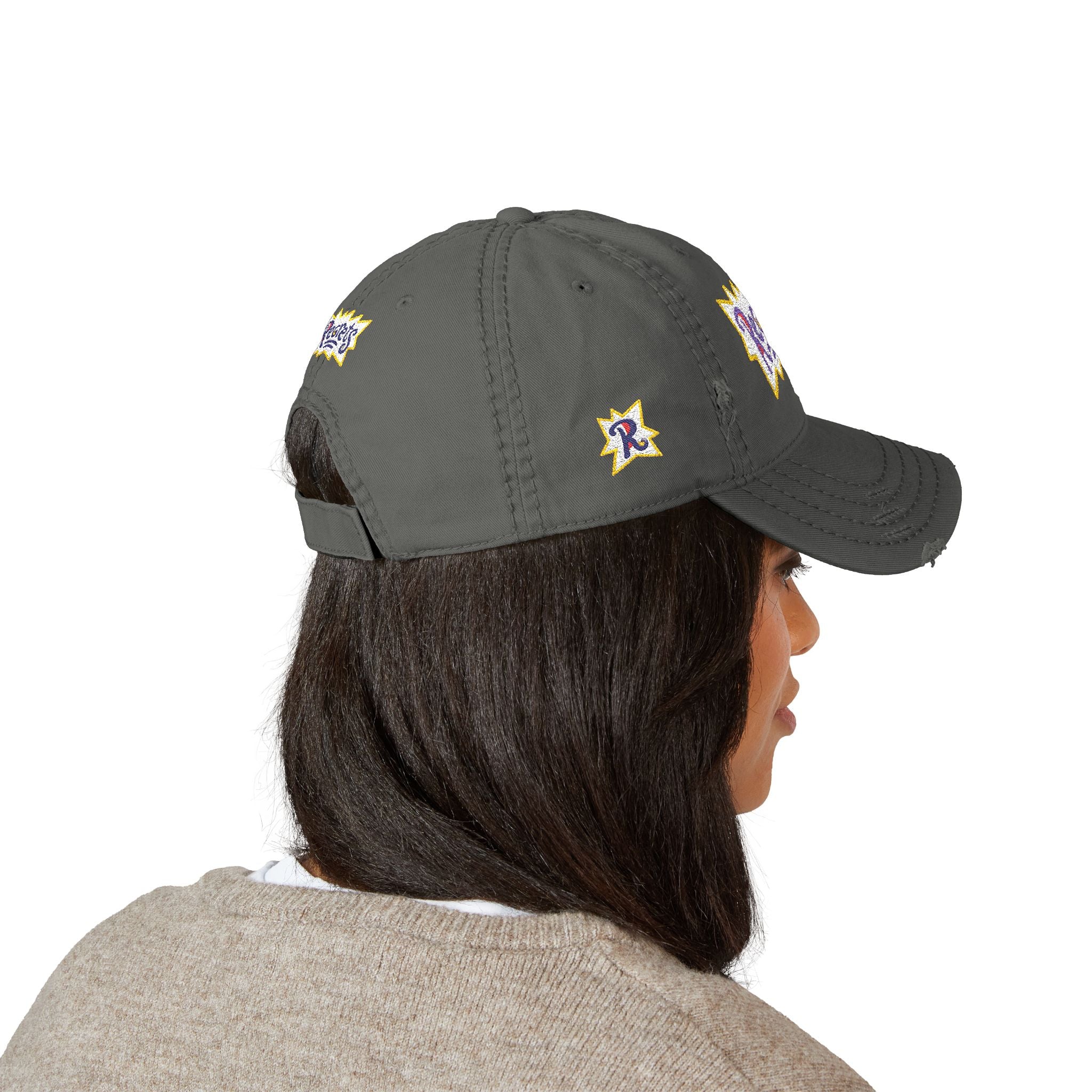 Distressed Embroidered 'Regrets' Dad Hat - Vintage Streetwear Cap