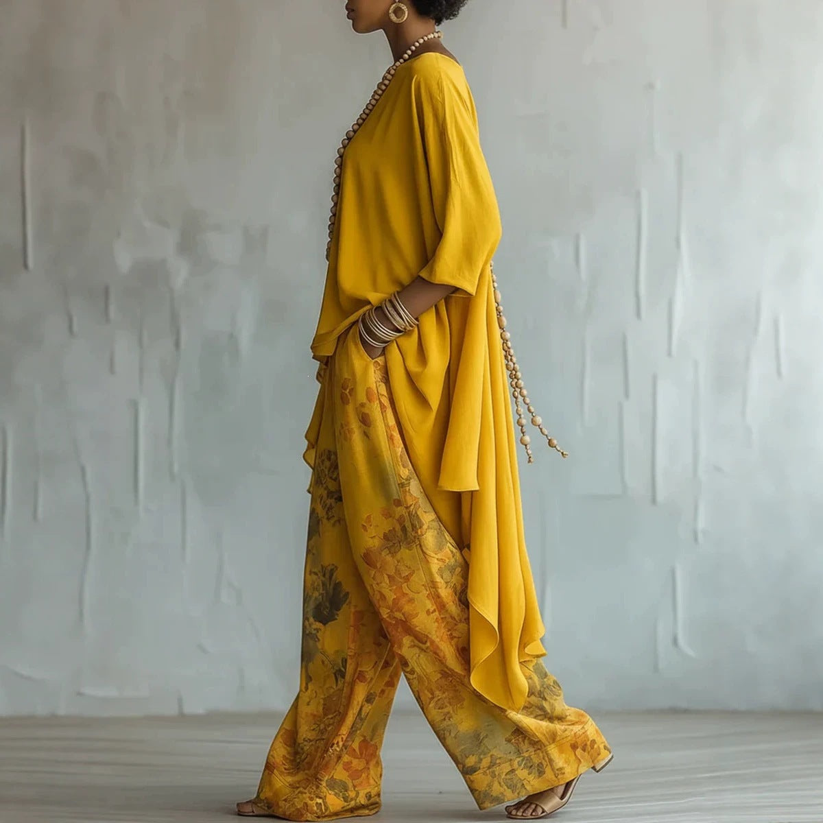 Solid Color Sleeveless Top & Wide-Leg Pants Two-Piece Set
