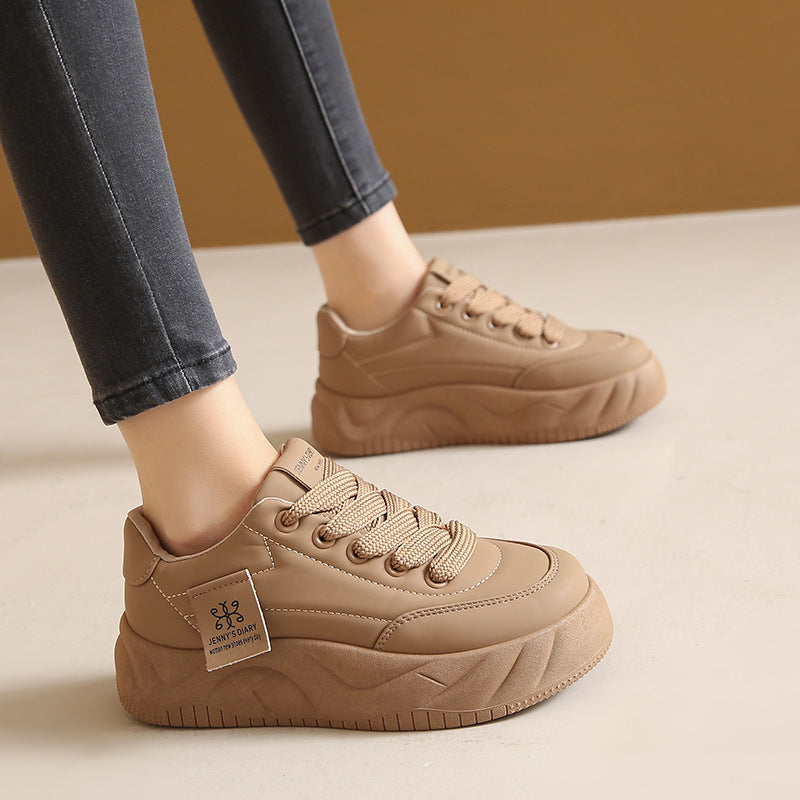 Color Block Height Increasing Sneakers – Lace-Up Low Top