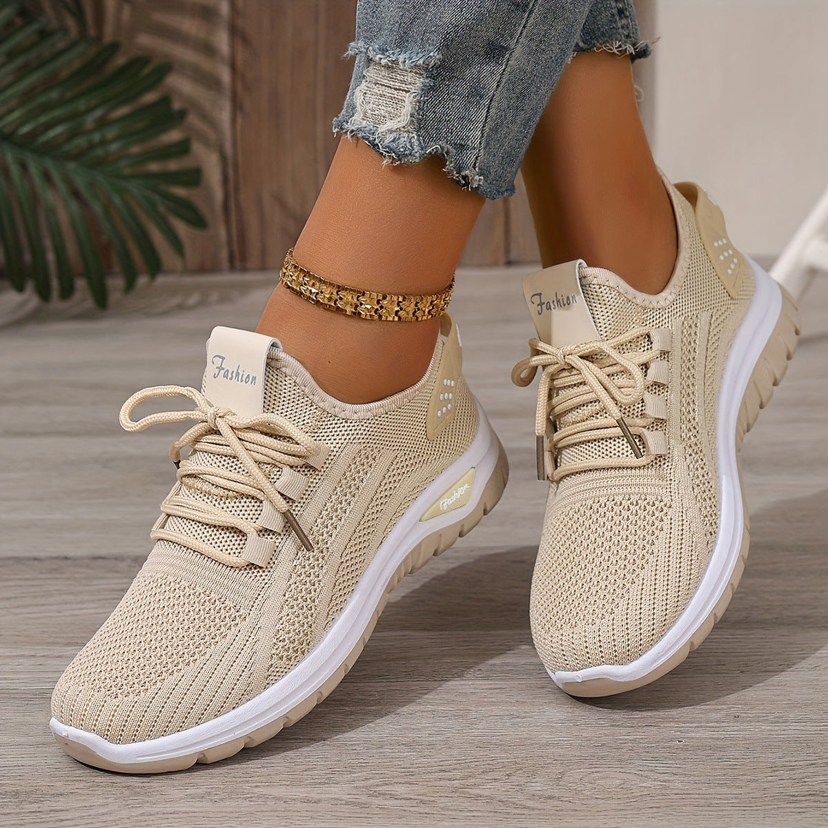 Zapatillas de malla informales de moda para mujer Flying Woven
