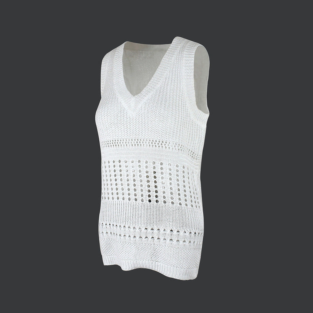 Women’s Solid Color Thin White Pullover Vest