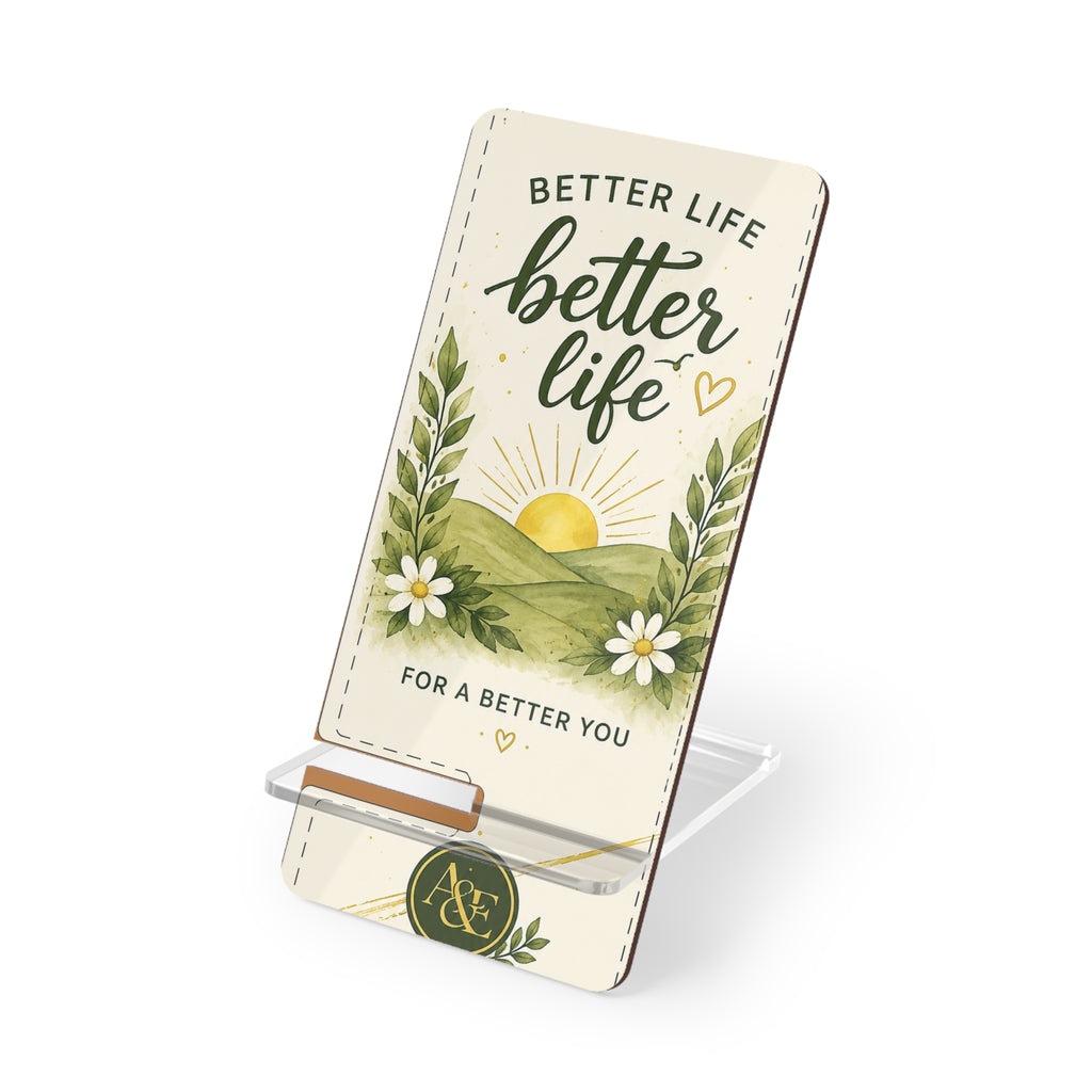 Phone Stand — "Better Life" Sunrise Foldable Mobile Display Stand