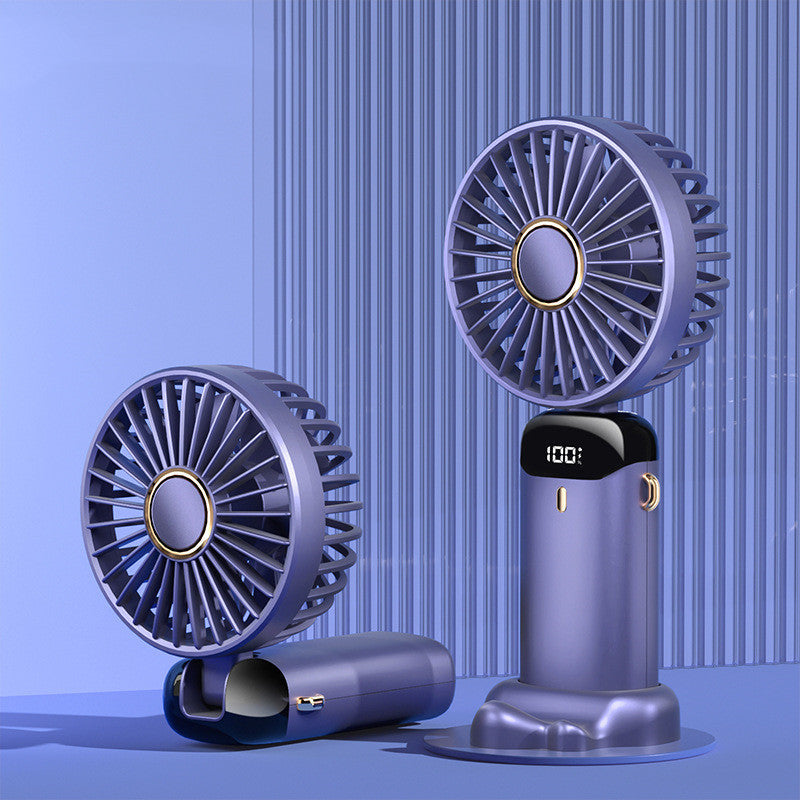 Miniventilador 3 en 1: pantalla LED, 5 velocidades, para cuello/escritorio/mano