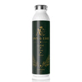Monogram Slim Water Bottle — Elegant Green & Gold Personalized Bottle