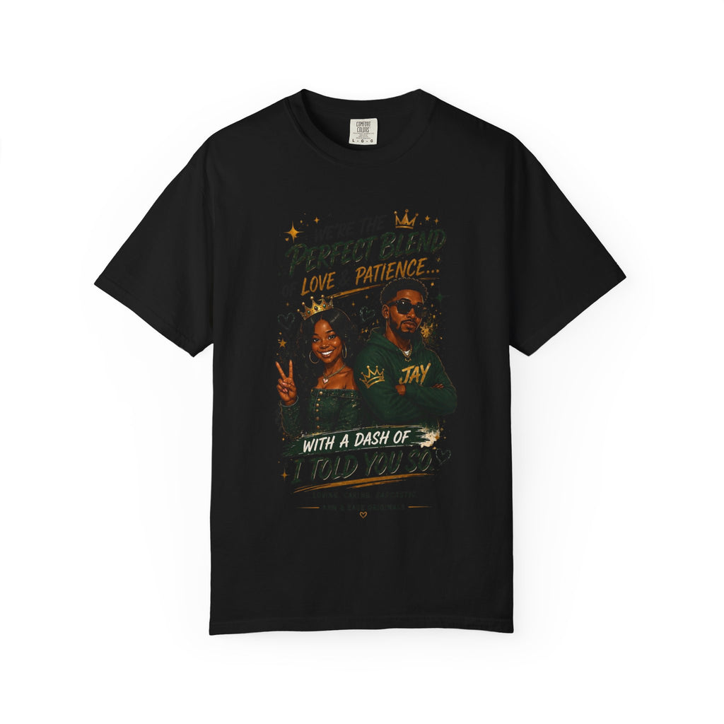 Couples T-Shirt — "Perfect Blend of Love & Patience" Graphic Tee